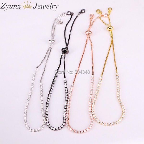 bangle 10pcs zyz3336210 gold/black/silver color bracelets iced out 1 row 2mm tennis chain cz stones bracelet men women fashion jewelry